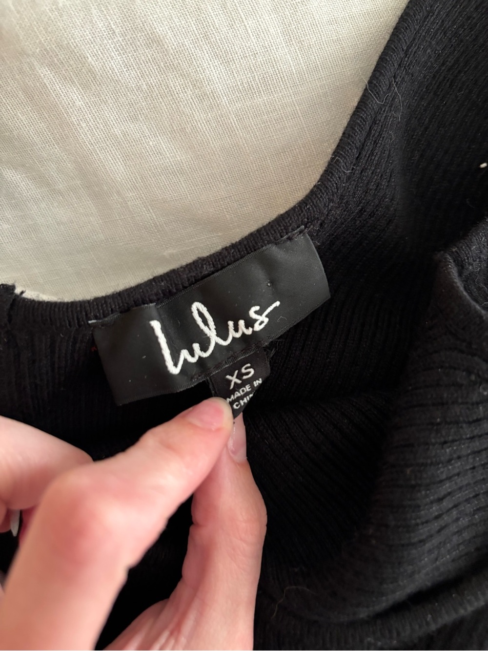 Lulu's Brand, Black Ribbed Square-Neck open tie back Tank - Picture 6 of 6